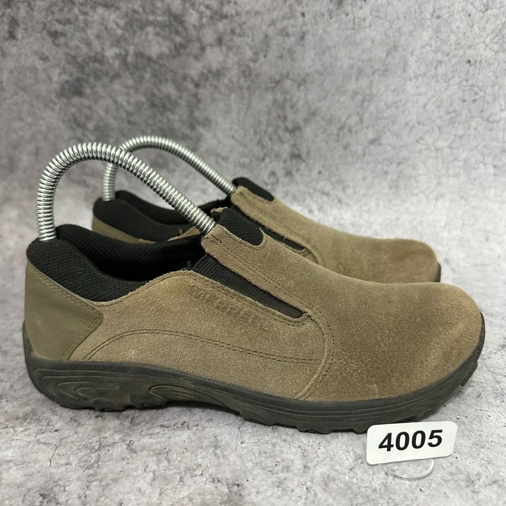 Merrell Novica Moc Kids 4.5W Brown Suede Leather Slip On Loafers Shoes